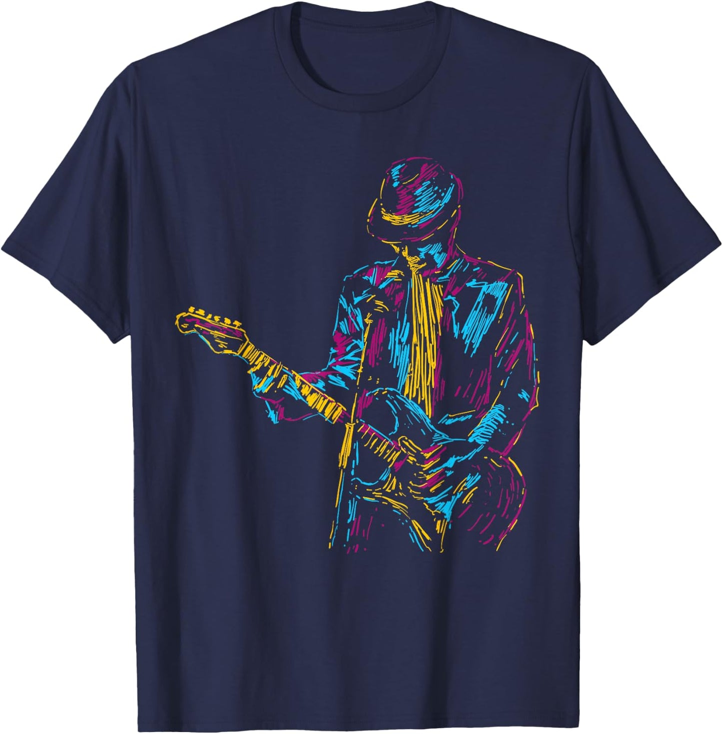 Abstract Art Musician Music Band bass Player Small T-Shirt - T-Shirt | Navy