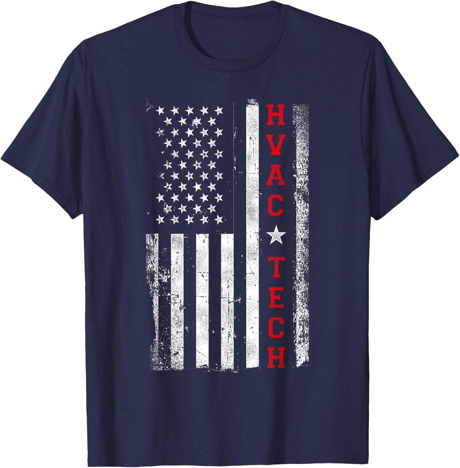 HVAC Technician Tech American Flag Vintage Hvac Technician T-Shirt - T-Shirt | Navy