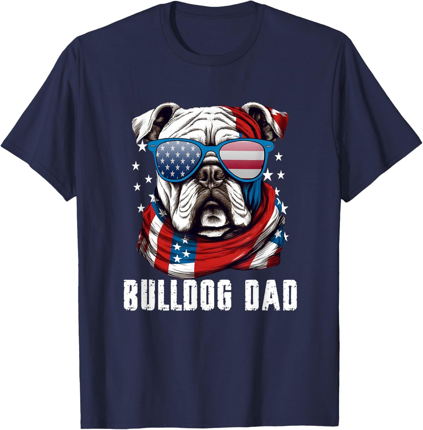 American Bulldog Dad USA Flag 4th of July Dog Father T-Shirt - T-Shirt | Navy