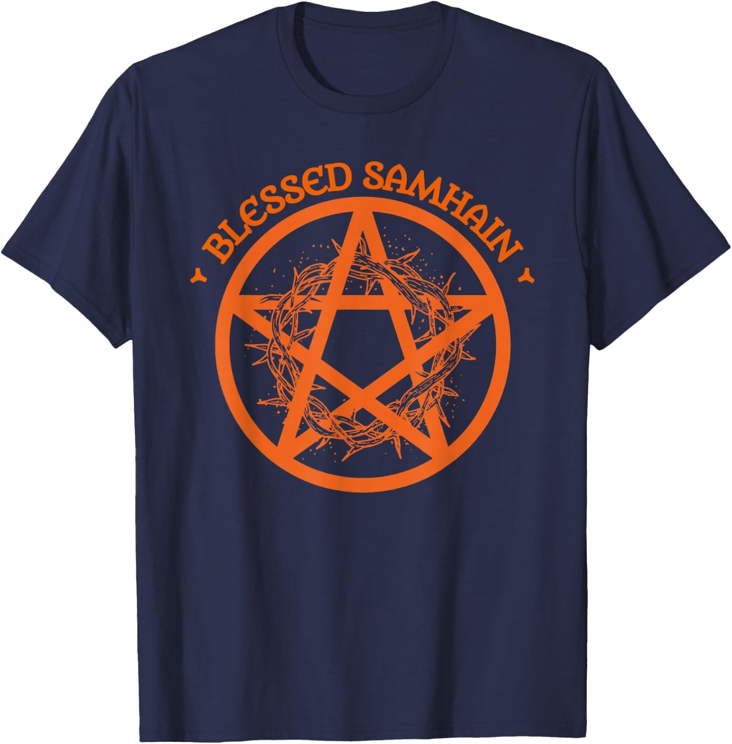 Blessed Samhain. Halloween Celtic Pagan Wicca Witch Pentacle T-Shirt - T-Shirt | Navy