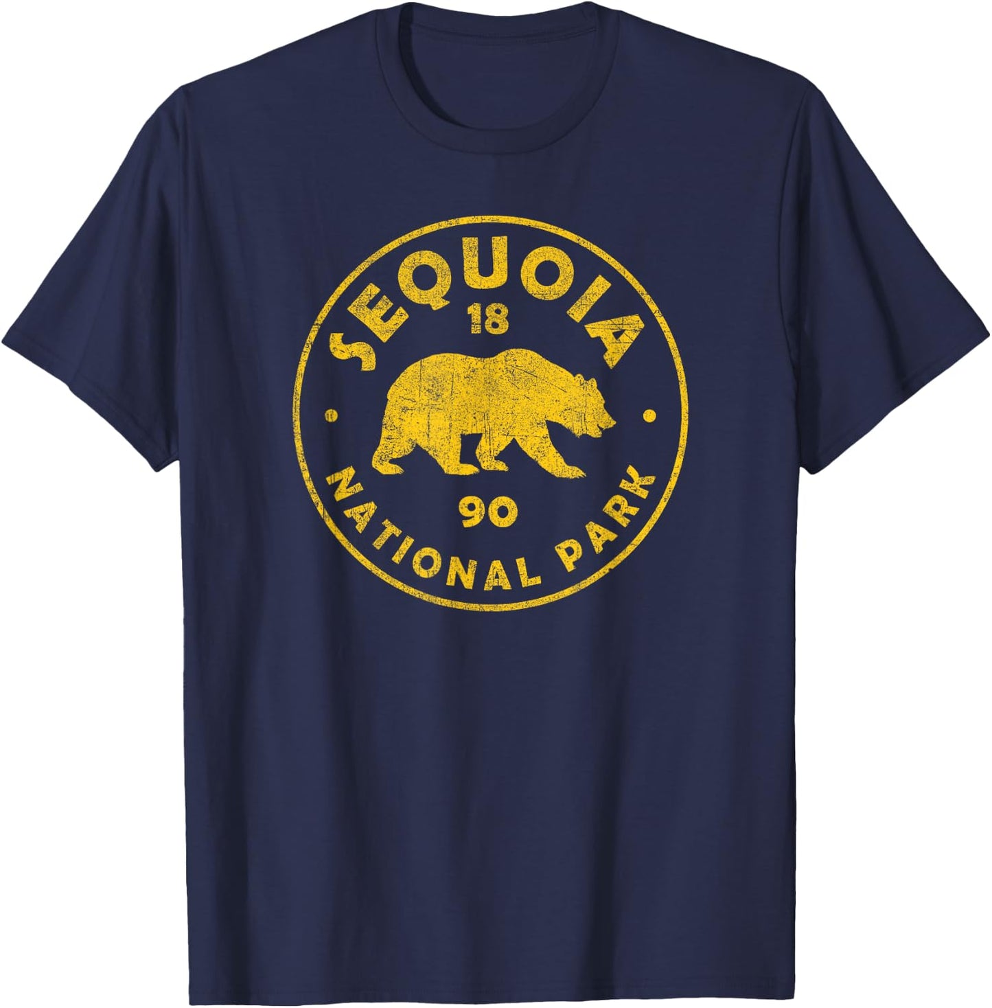 Retro Sequoia National Park Women Men Kids Vintage Hiking T-Shirt - T-Shirt | Navy