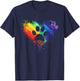 Rainbow Pawprint - Dog paw Print Design with Colorful Heart T-Shirt - T-Shirt | Navy