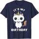 It's My Birthday Caticorn Meowgical Cat Kittycorn Unicorn Women Girls Kids T-Shirt - T-Shirt | Navy