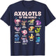 Axolotl Shirt Kawaii Axolotls Of The World Types Of Axolotls T-Shirt - T-Shirt | Navy