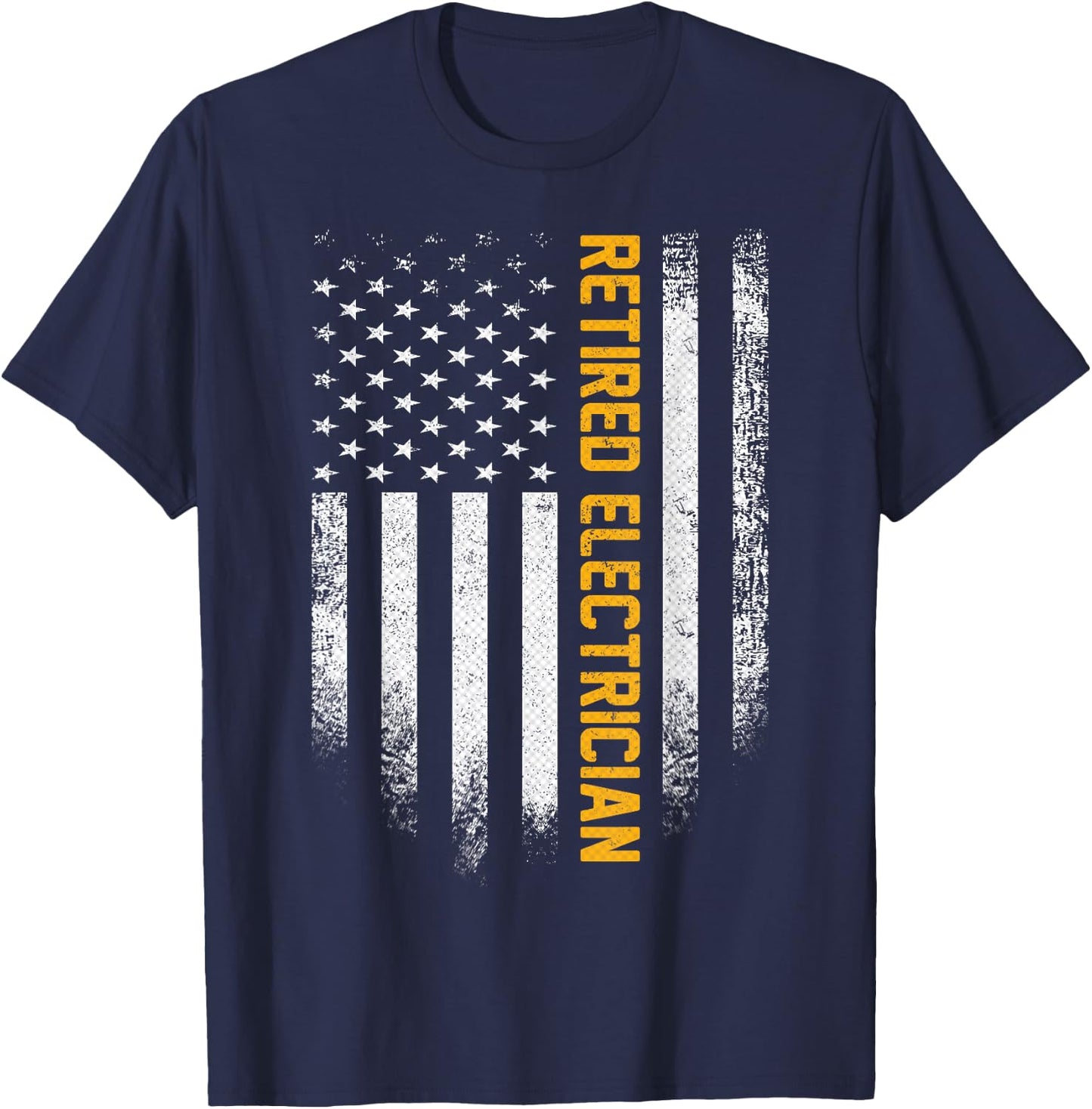 Vintage USA Flag Retired Electrician Retirement Electrical T-Shirt - T-Shirt | Navy