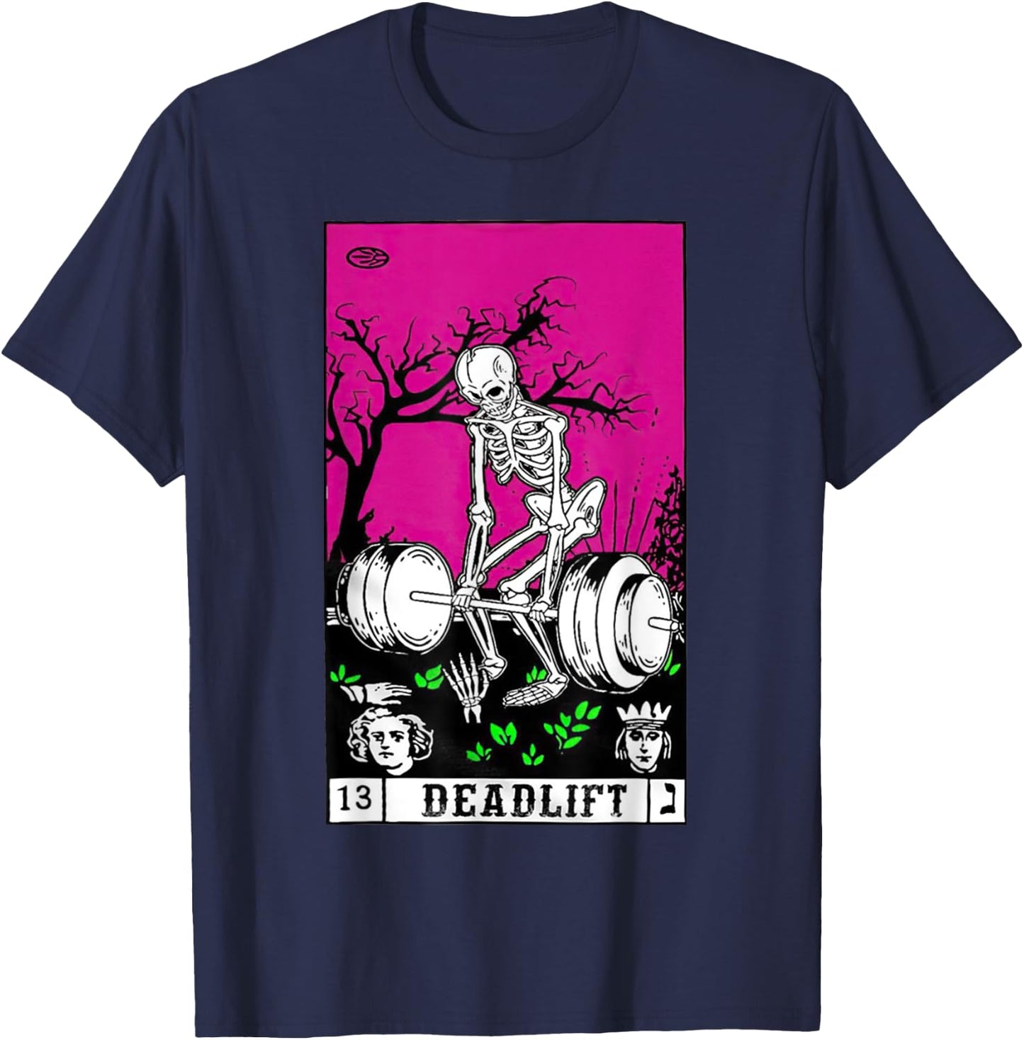 Tarot Card Funny Gym Deadlifts Workout Occult Reading Reader T-Shirt - T-Shirt | Navy
