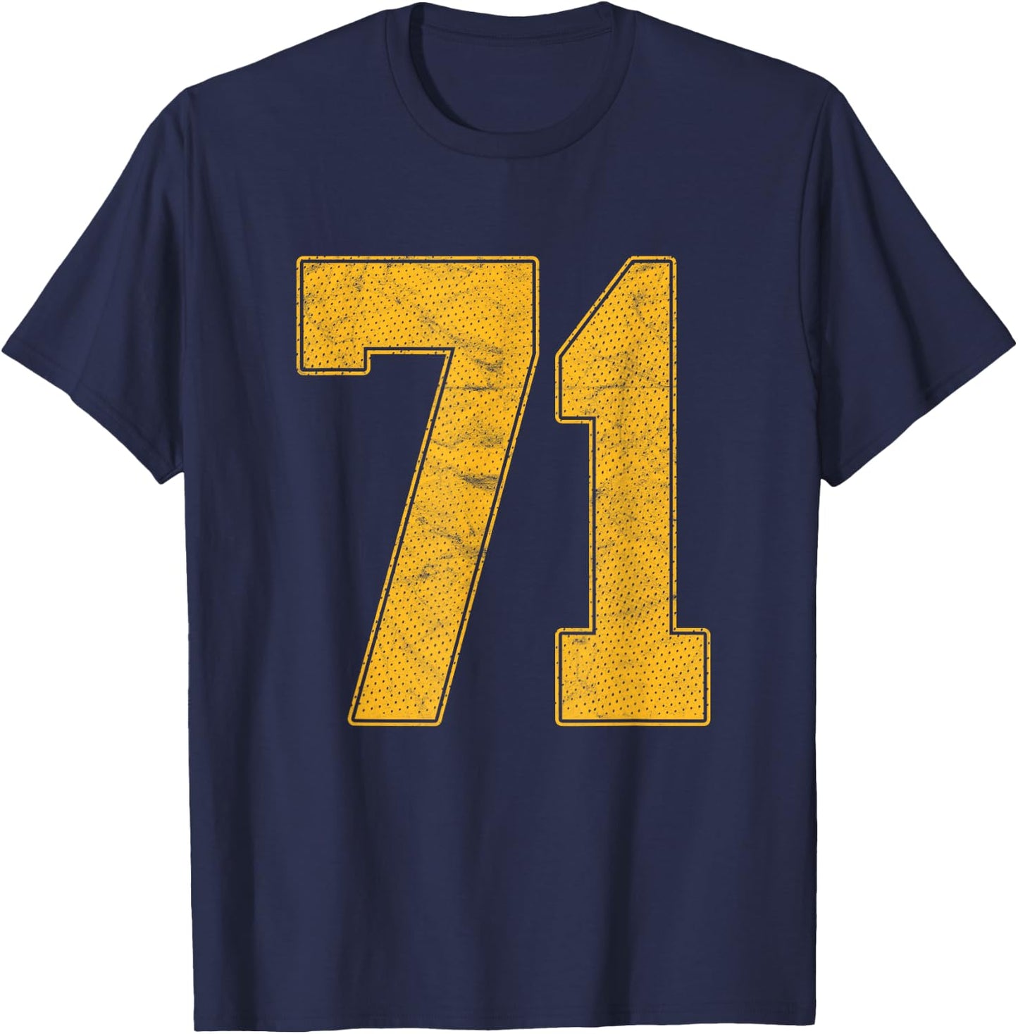 Number 71 Numbered Uniform Sports Team Jersey 71st Birthday T-Shirt - T-Shirt | Navy