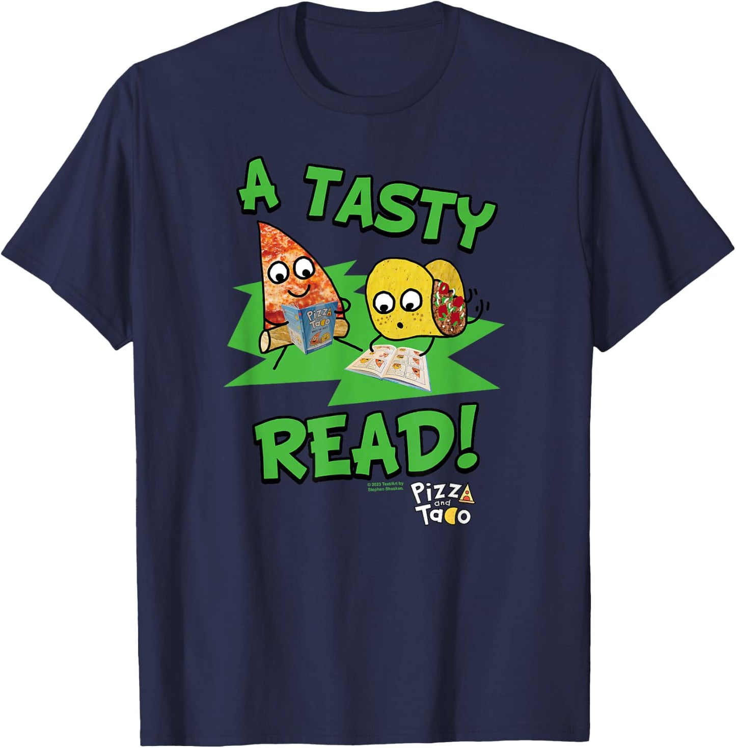 Pizza and Taco A Tasty Read T-Shirt - T-Shirt | Navy