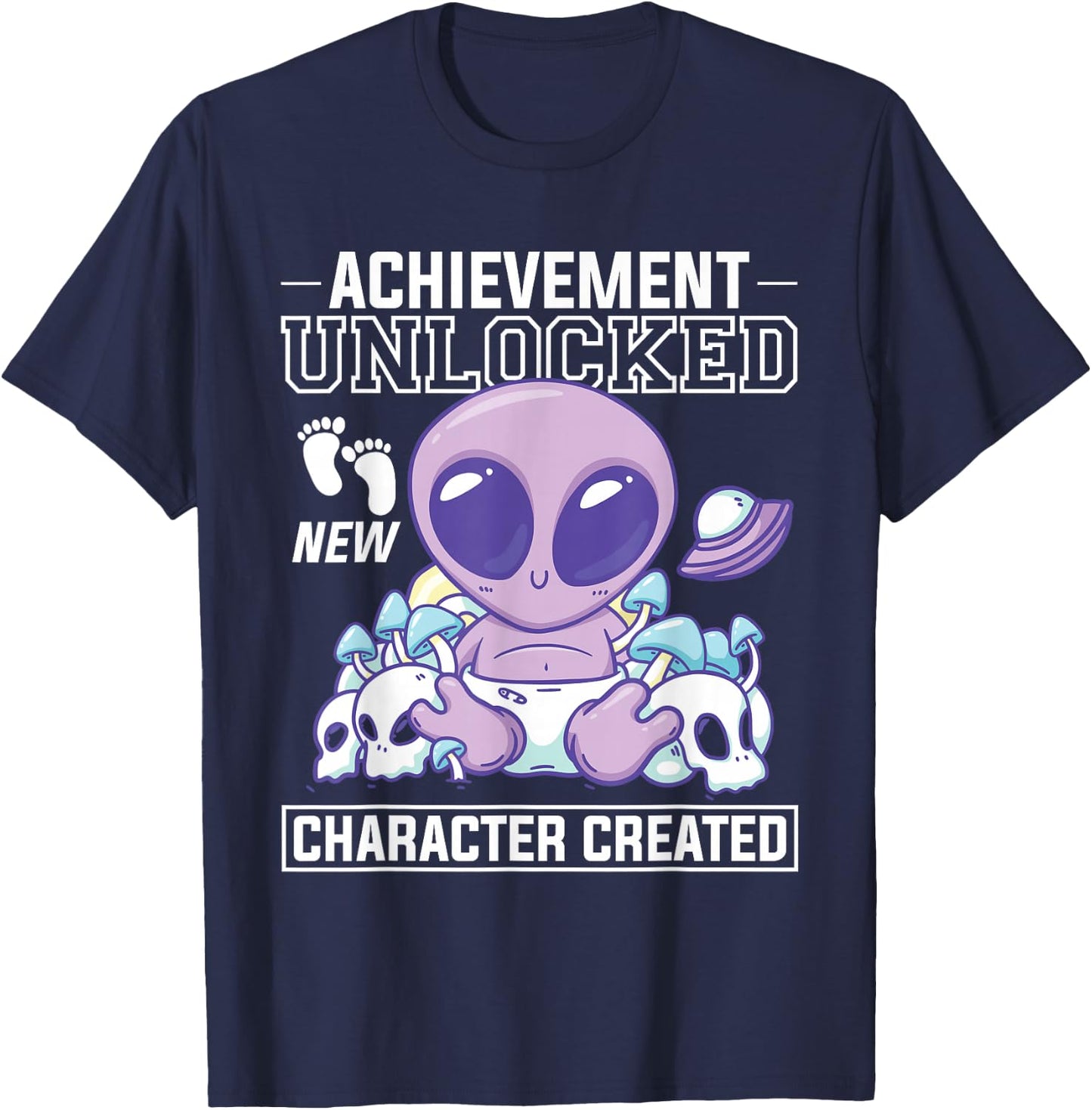 Achievement Unlocked New Character Created Gender Reveal T-Shirt - T-Shirt | Navy