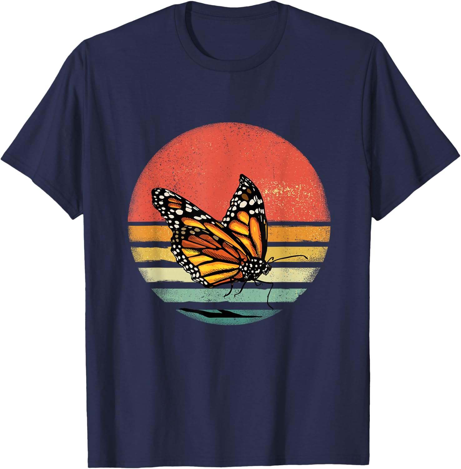 Retro Monarch Butterfly Shirt Animal Insect Butterfly Lovers T-Shirt - T-Shirt | Navy