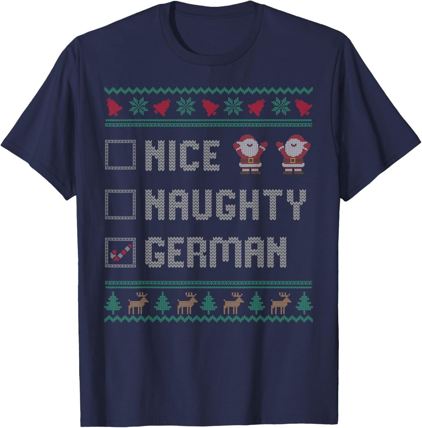 Nice Naughty German Christmas Pajama Matching T-Shirt - T-Shirt | Navy