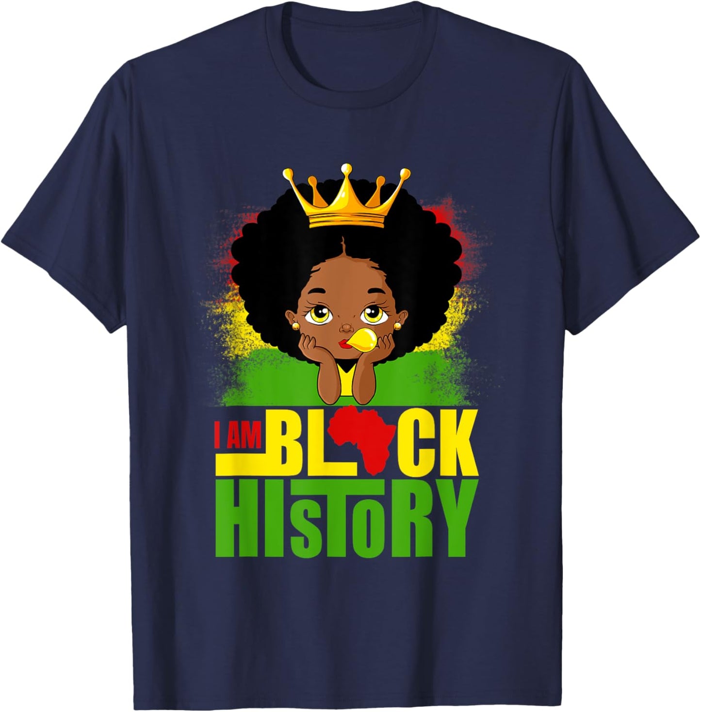 I Am Black History Month Melanin Girl BLM African American T-Shirt - T-Shirt | Navy