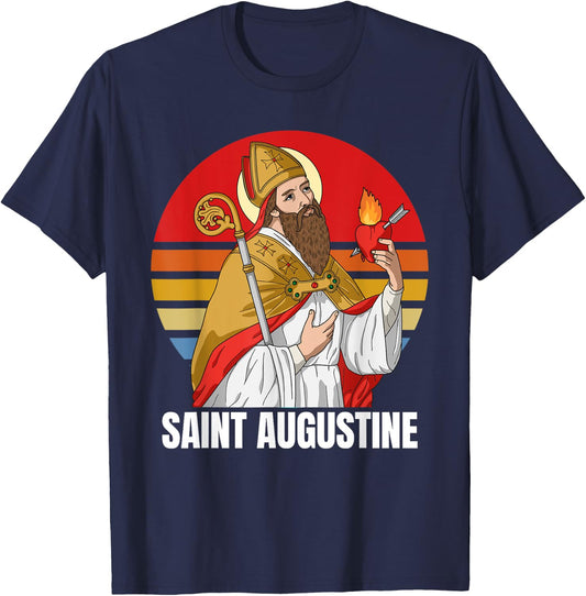 Saint Augustine Of Hippo Catholic T-Shirt - T-Shirt | Navy
