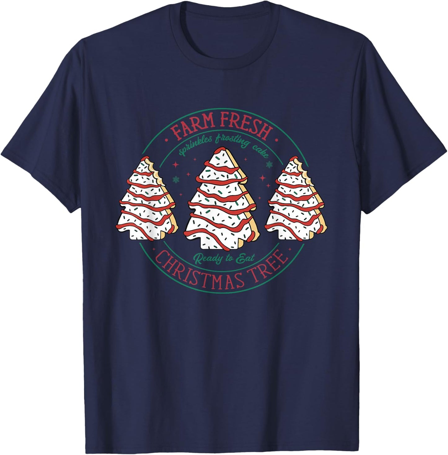 Farm Fresh Christmas Tree Frosting Frosted Cake Debbie T-Shirt - T-Shirt | Navy