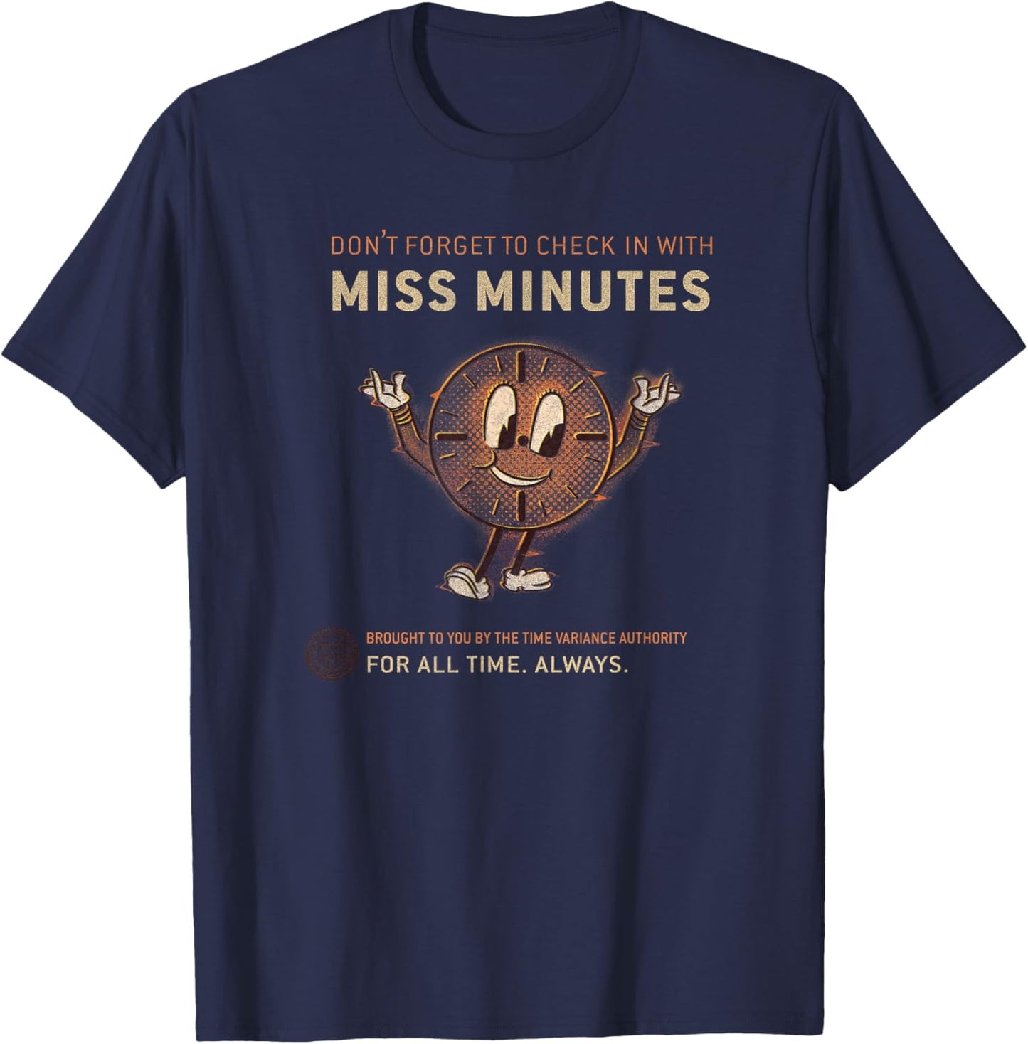 Marvel Loki Don't Forget to Check in with Miss Minutes Small T-Shirt - T-Shirt | Navy