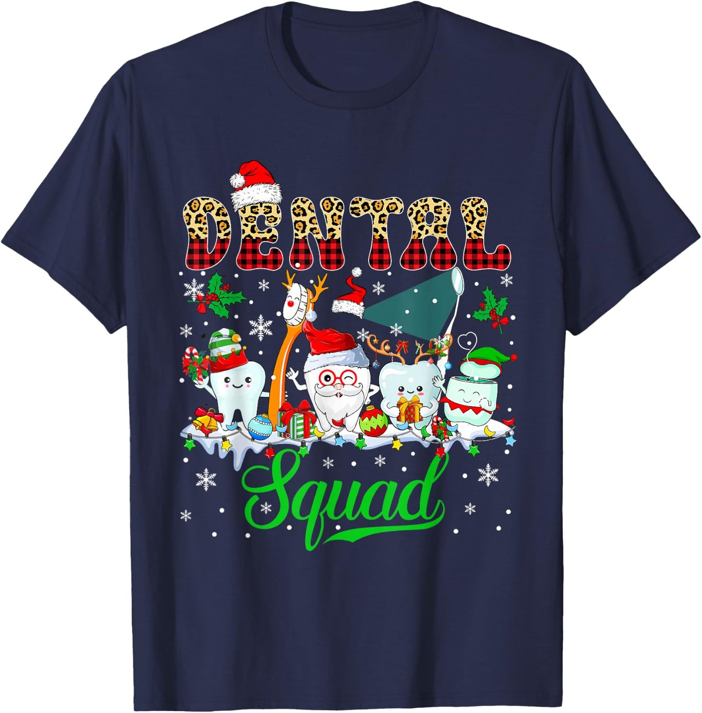 Dental Squad Christmas Santa Reindeer Elf Dental Tools T-Shirt - T-Shirt | Navy