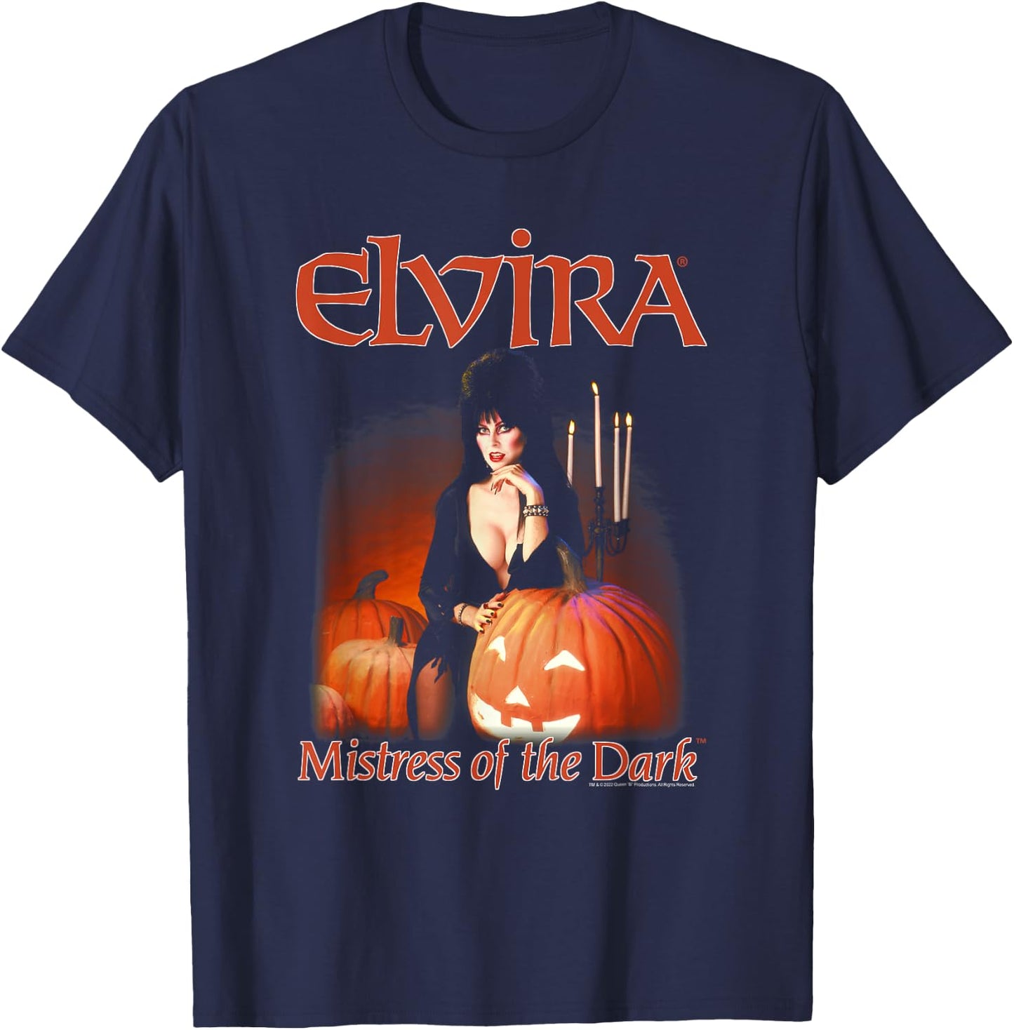 Elvira, Mistress of The Dark Pumpkin Halloween Horror T-Shirt - T-Shirt | Navy