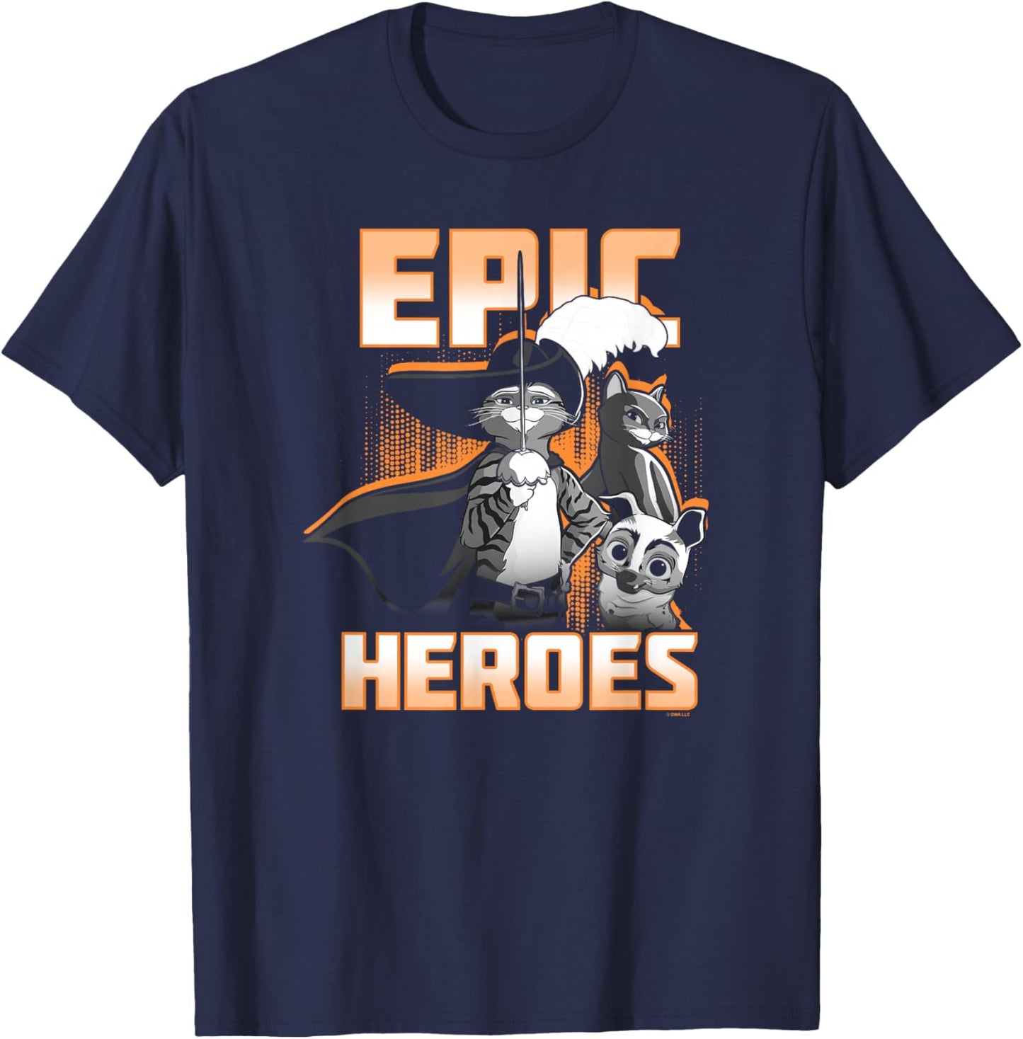 DreamWorks Puss In Boots: The Last Wish Epic Heroes Poster T-Shirt - T-Shirt | Navy