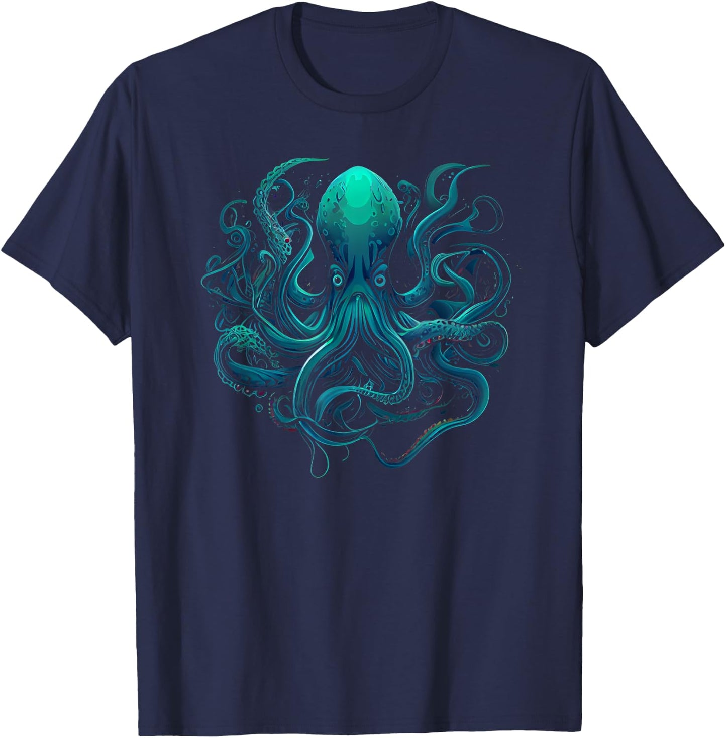 Beautiful Artistic Octopus Squid Sea Creature Graphic T-Shirt - T-Shirt | Navy
