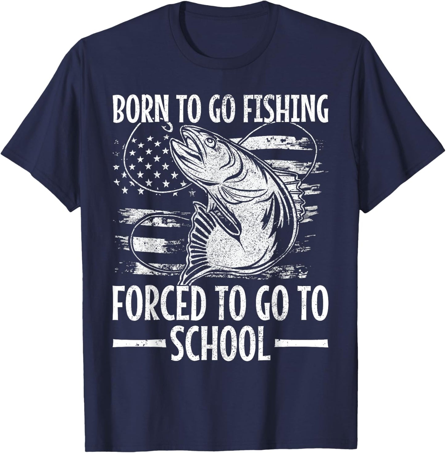 Born to Go Fishing Bass Fish Fisherman Boy Kid Funny Fishing T-Shirt - T-Shirt | Navy