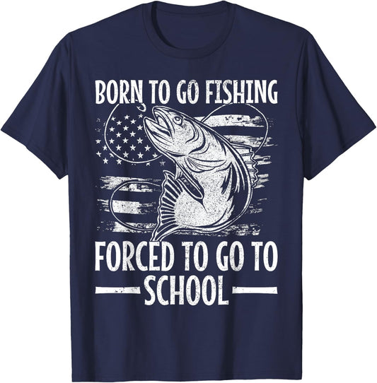 Born to Go Fishing Bass Fish Fisherman Boy Kid Funny Fishing T-Shirt - T-Shirt | Navy