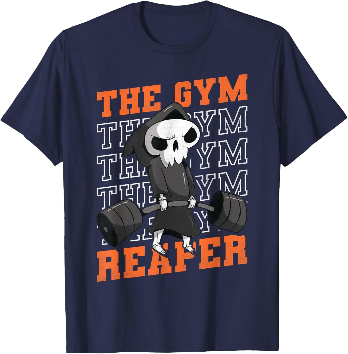The Gym Reaper, Fitness Grim Reaper Halloween T-Shirt - T-Shirt | Navy