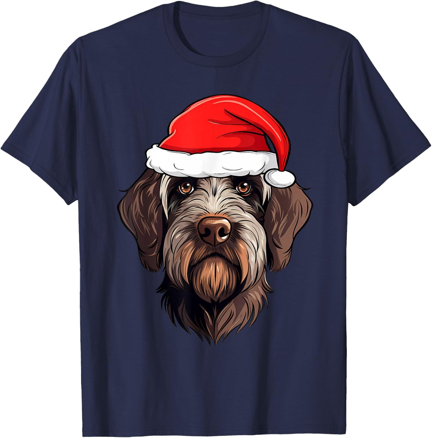 Wirehaired Pointing Griffon Christmas Santa Dog Cute Puppy Women Kids T-Shirt - T-Shirt | Navy