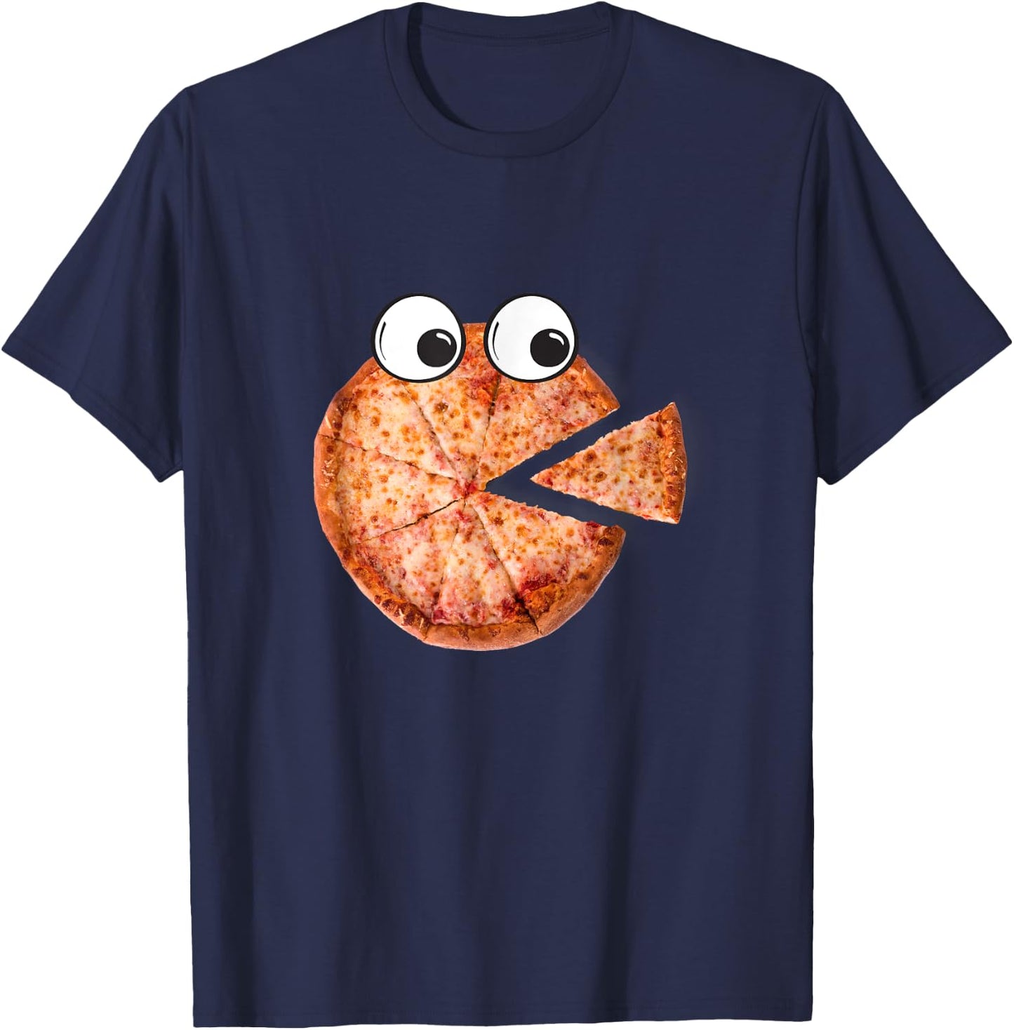 Weird Pizza With Googly Eyes Eating Pizza Design T-Shirt - T-Shirt | Navy