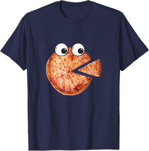 Weird Pizza With Googly Eyes Eating Pizza Design T-Shirt - T-Shirt | Navy