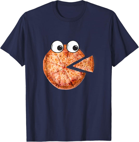 Weird Pizza With Googly Eyes Eating Pizza Design T-Shirt - T-Shirt | Navy