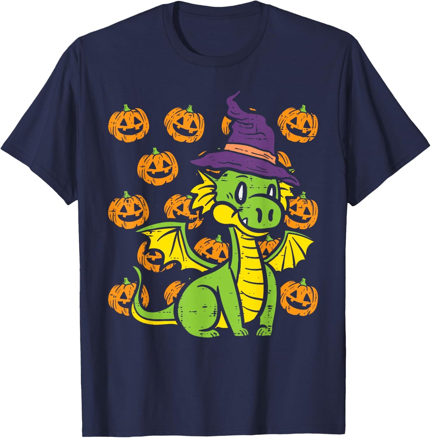 Dragon Pumpkins Happy Halloween Cute Costume Men Women Kids T-Shirt - T-Shirt | Navy