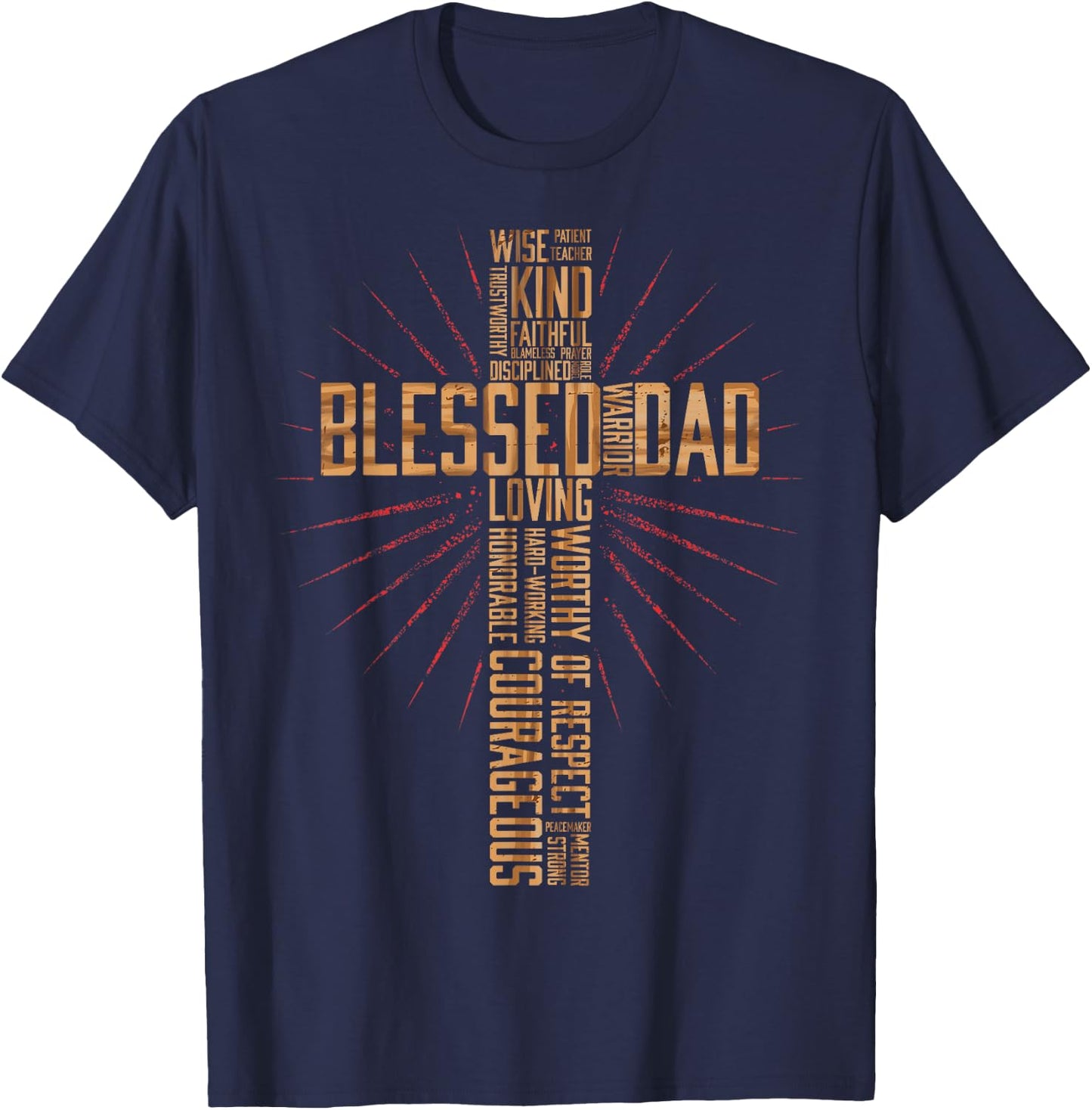 Father's Day for Dad Husband Blessed Dad Christian T-Shirt - T-Shirt | Navy