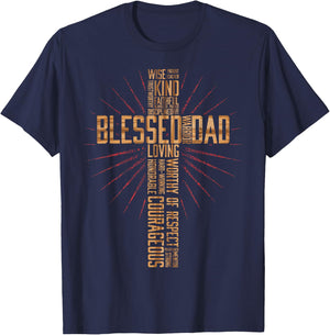 Father's Day for Dad Husband Blessed Dad Christian T-Shirt - T-Shirt | Navy