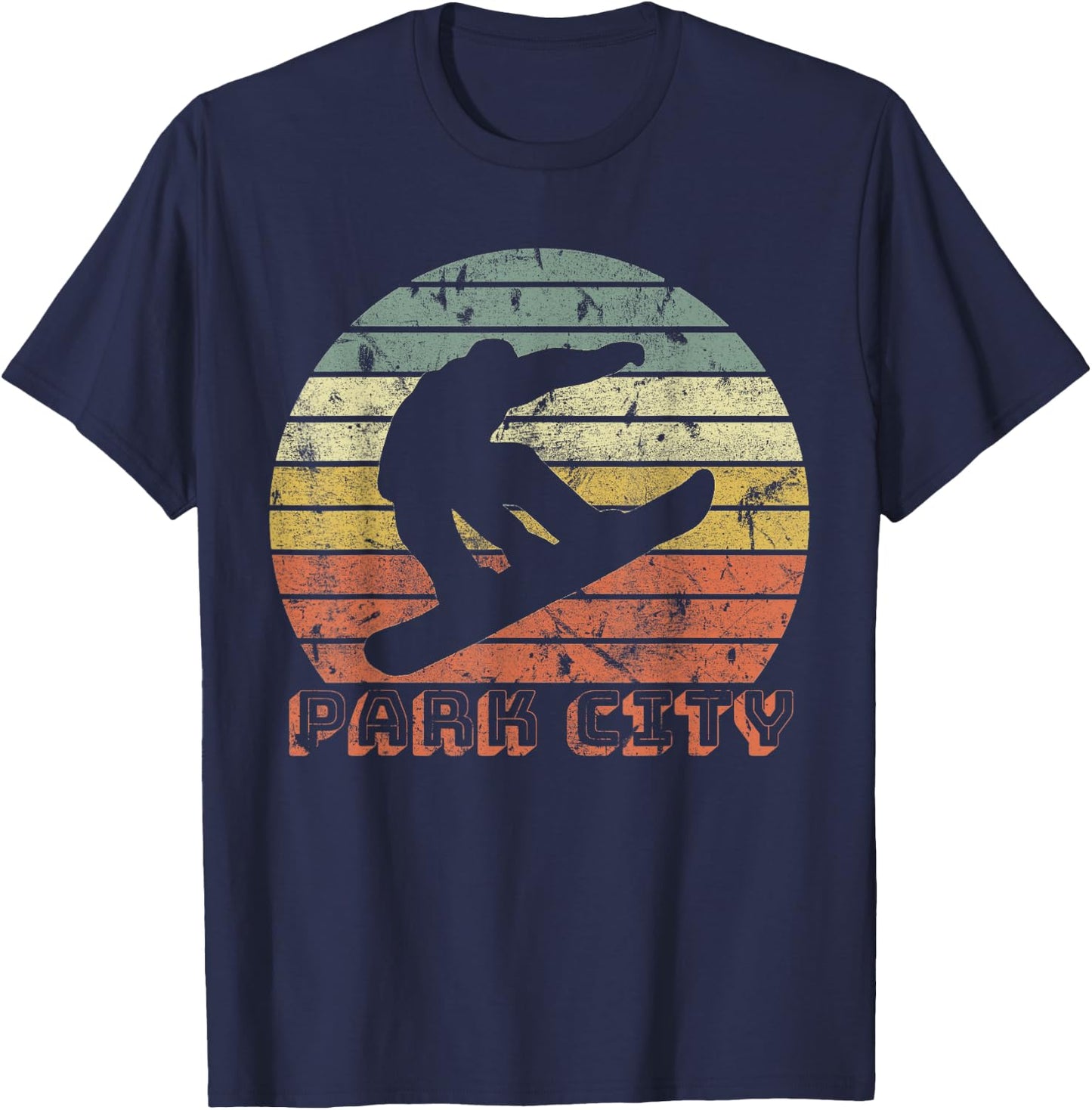 Park City Utah Snowboard Retro Sunset Vintage T-Shirt - T-Shirt | Navy