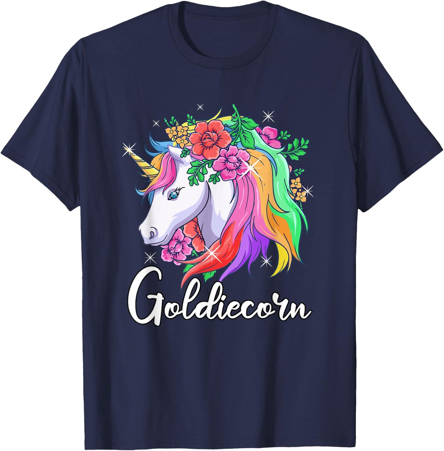 Cute Goldiecorn Personalized Name Unicorn Goldie T-Shirt - T-Shirt | Navy