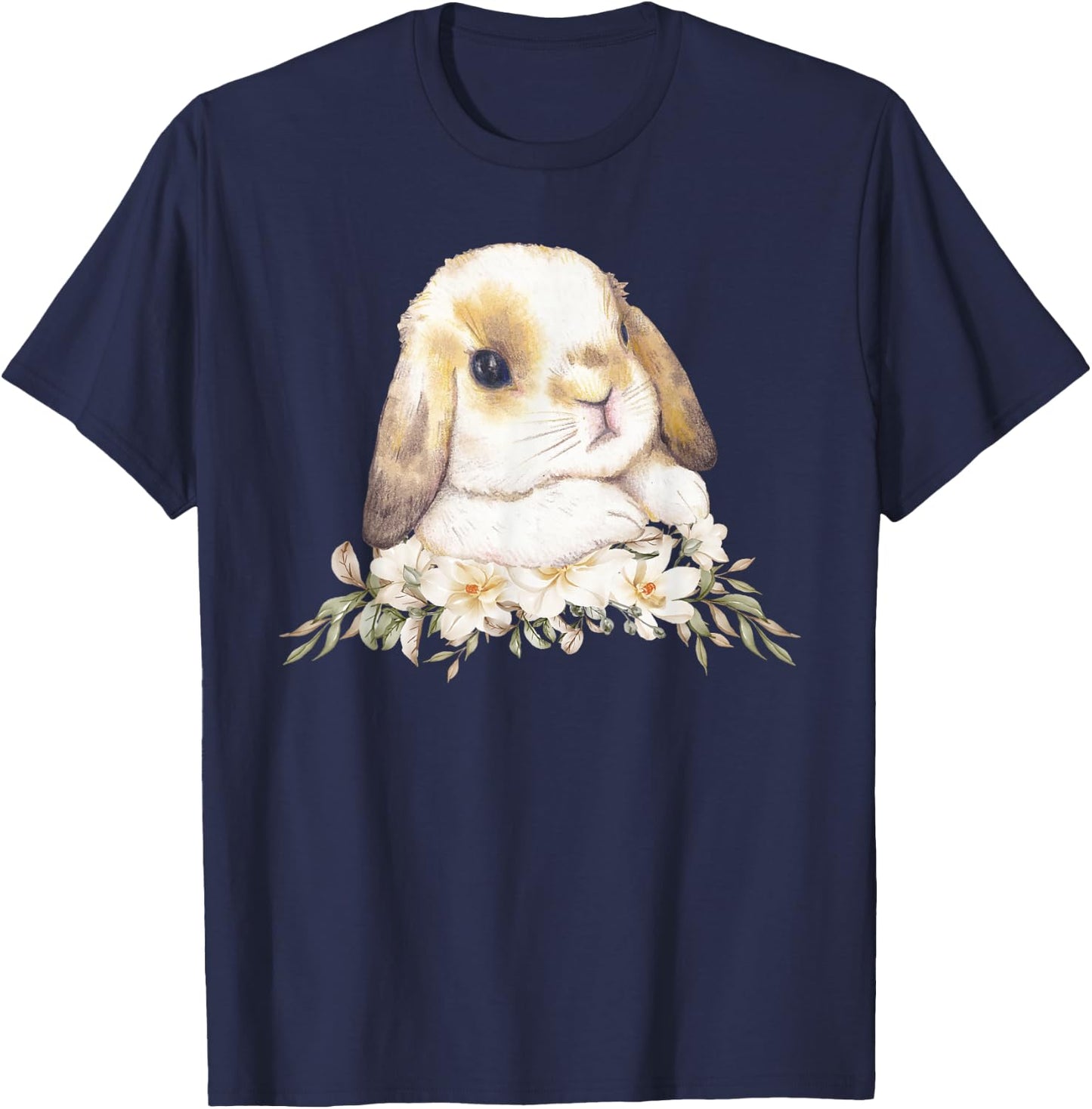 Adorable Rabbit Face Cute Bunny Holland Lop Lover T-Shirt - T-Shirt | Navy