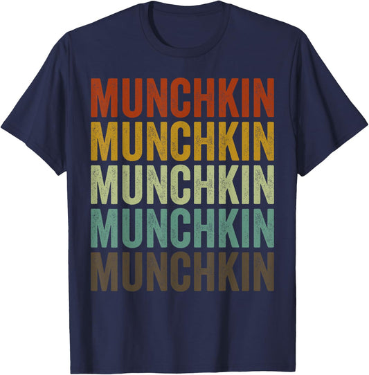 Munchkin Cat Retro T-Shirt - T-Shirt | Navy