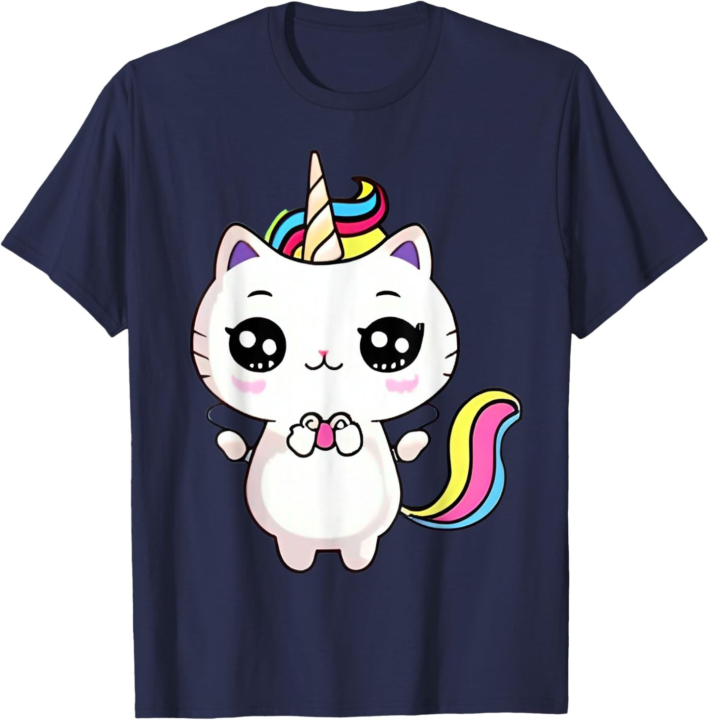 Caticorn Meowgical Rainbows shirt Cat Kittycorn Unicorn T-Shirt - T-Shirt | Navy