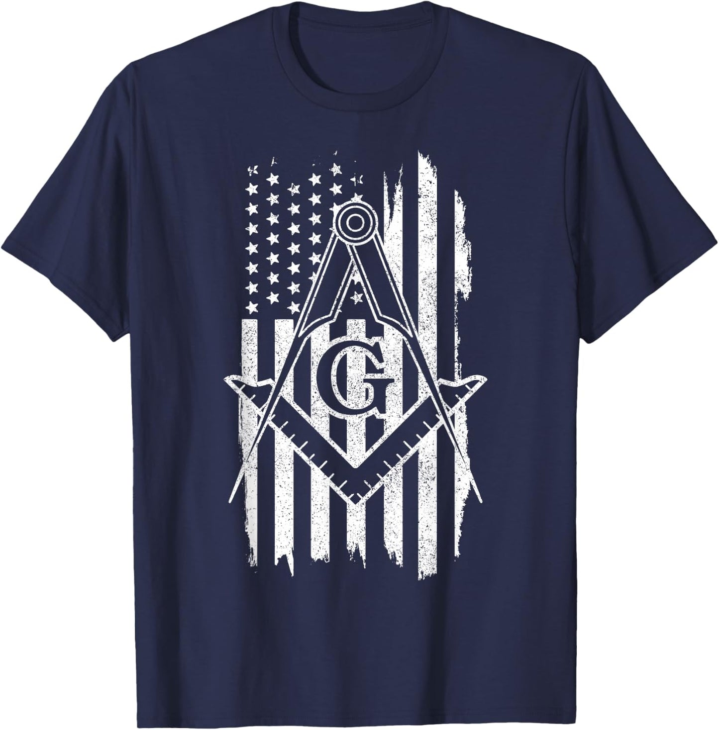 Patriotic Masonic American Flag T-Shirt - T-Shirt | Navy