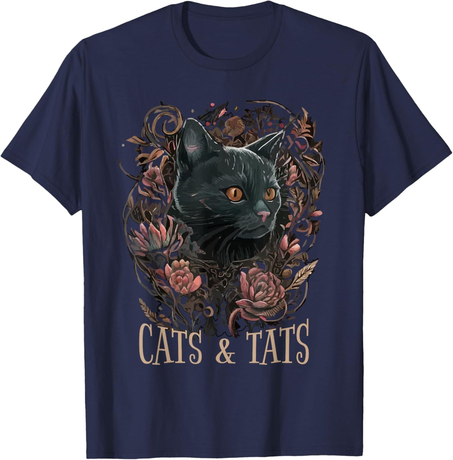 Cats And Tats Tattoo Artist & Cat Lover | Pet Owner Funny T-Shirt - T-Shirt | Navy