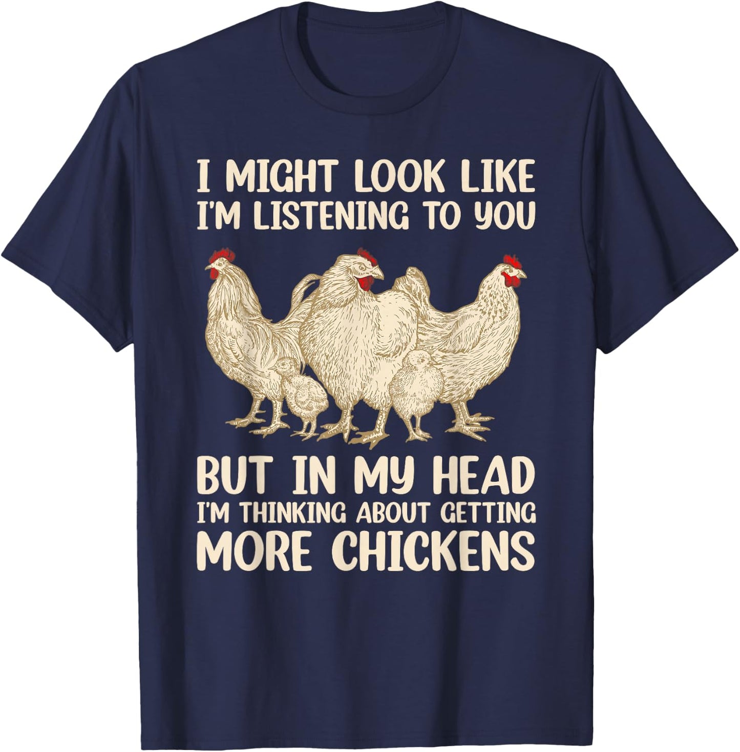 Funny Chicken Design Women Chicken Farmer Farming T-Shirt - T-Shirt | Navy