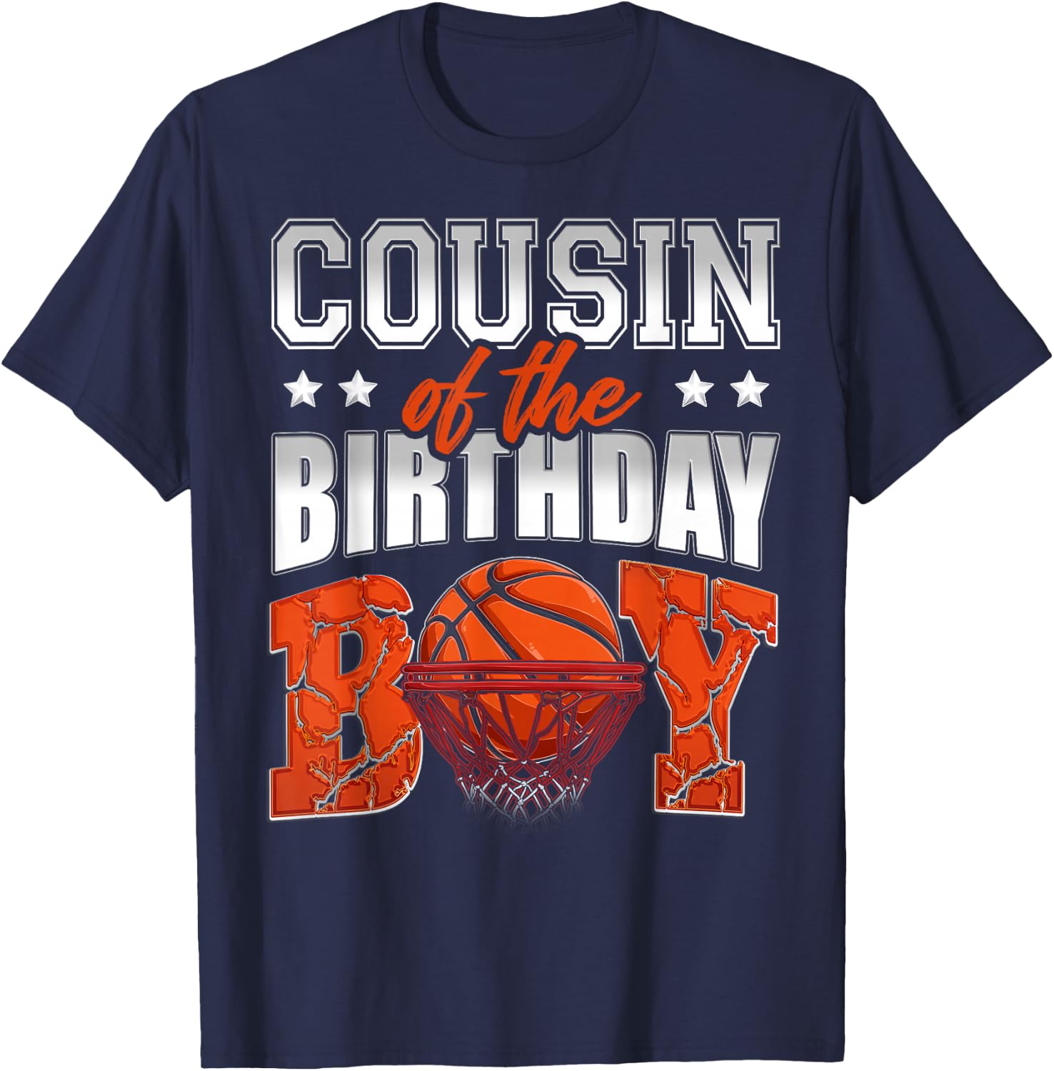 COUSIN Of The Birthday Boy Basketball Family Baller Party T-Shirt - T-Shirt | Navy