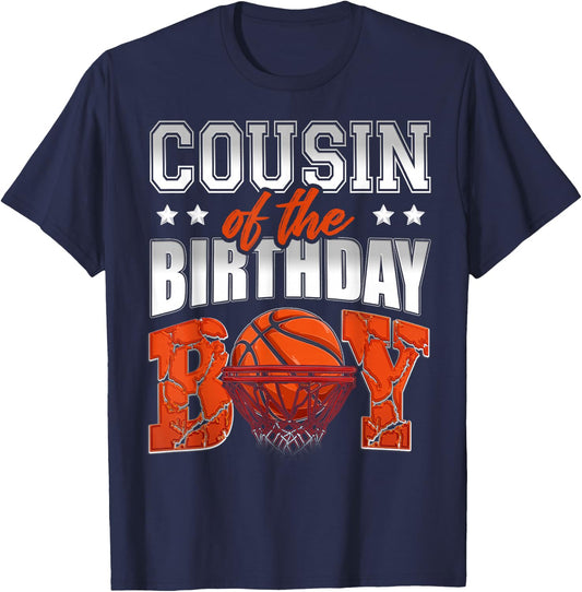 COUSIN Of The Birthday Boy Basketball Family Baller Party T-Shirt - T-Shirt | Navy