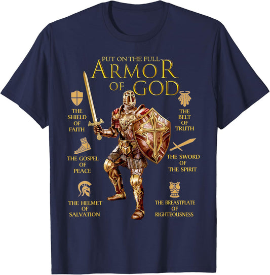 Warrior of God Put On The Full Armor of God T-Shirt - T-Shirt | Navy