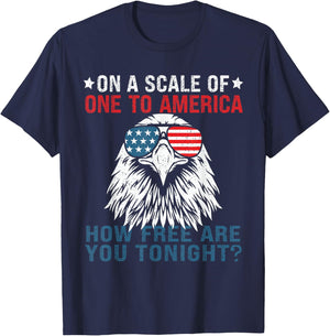 On A Scale Of One To America Patriotic USA Flag 4th of July Women Men T-Shirt - T-Shirt | Navy