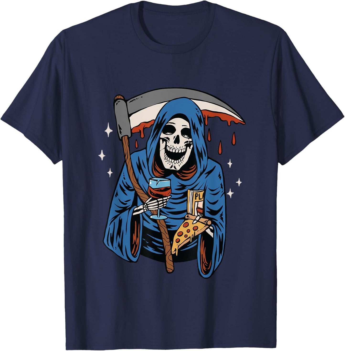 Grim Reaper American Traditional Tattoo Old School Flash T-Shirt - T-Shirt | Navy