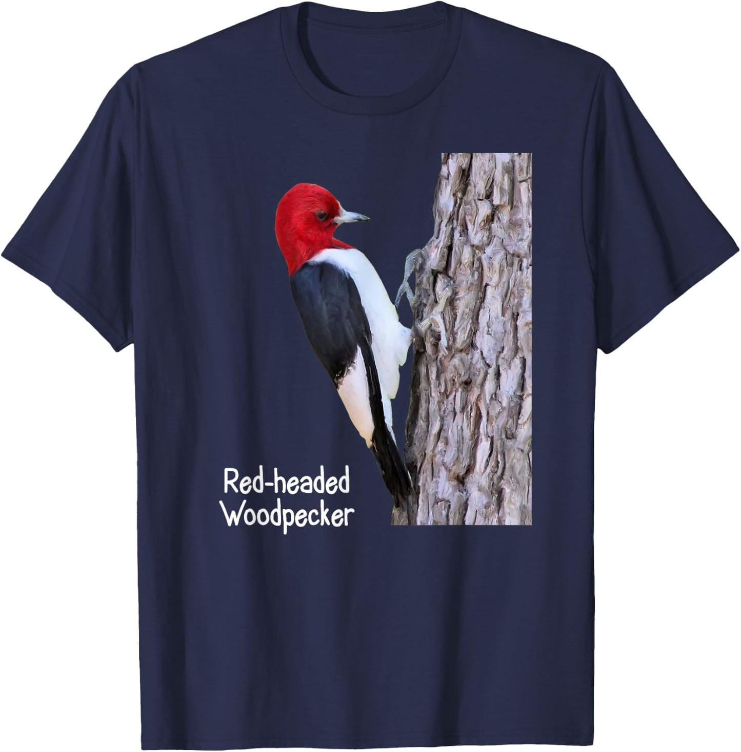 Red-headed Woodpecker Shirt Woodpecker Bird Ornithology T-Shirt - T-Shirt | Navy