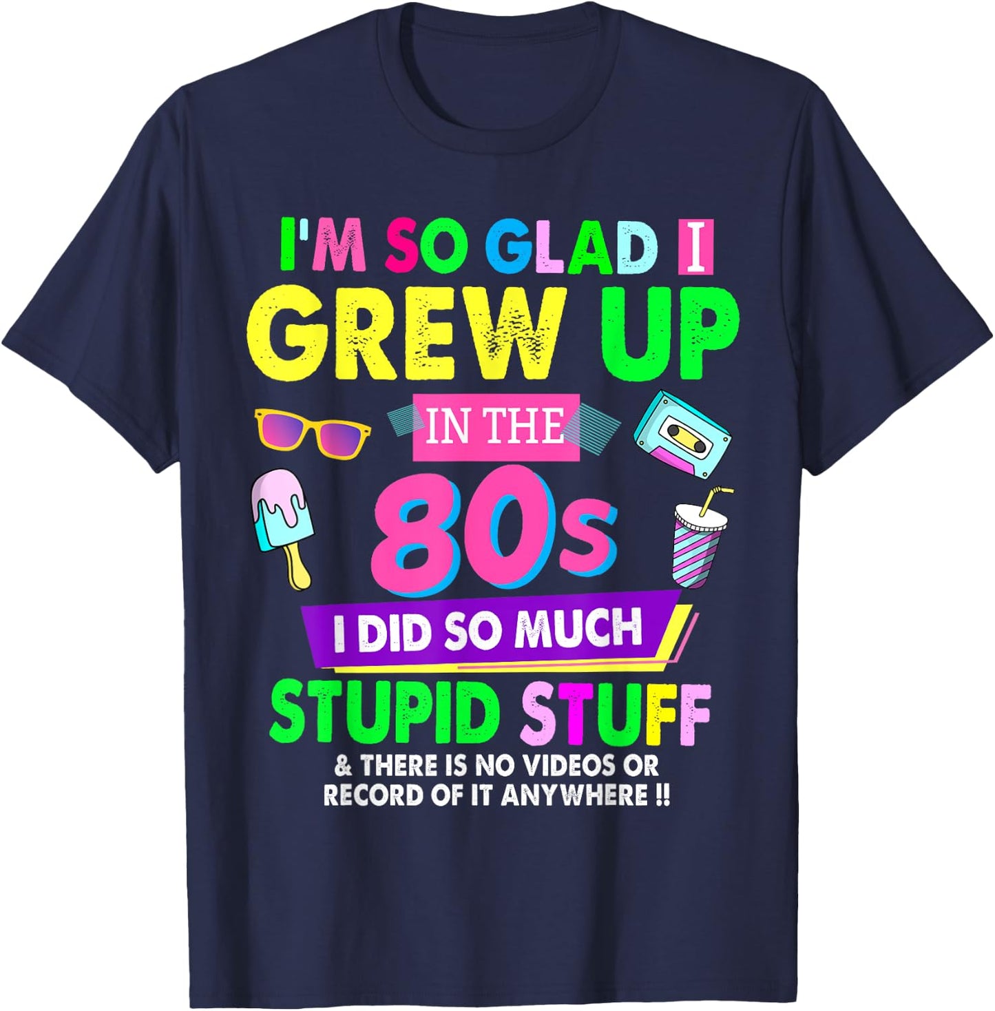 80s Design Rave Outfit & 80s Festival Costume T-Shirt - T-Shirt | Navy