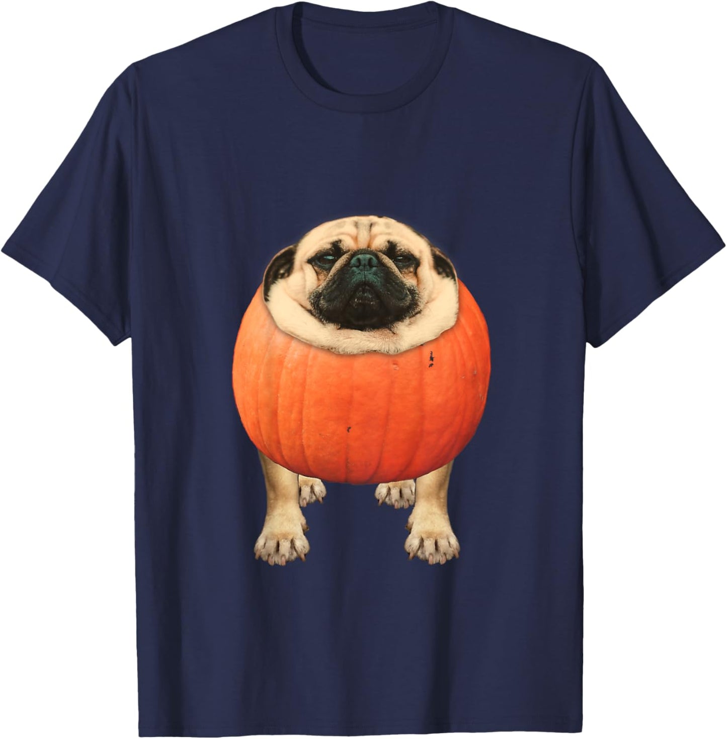 Kids Cute Dog Pug Pumpkin Halloween Costume Pug-Kin mom of Pugs T-Shirt - T-Shirt | Navy