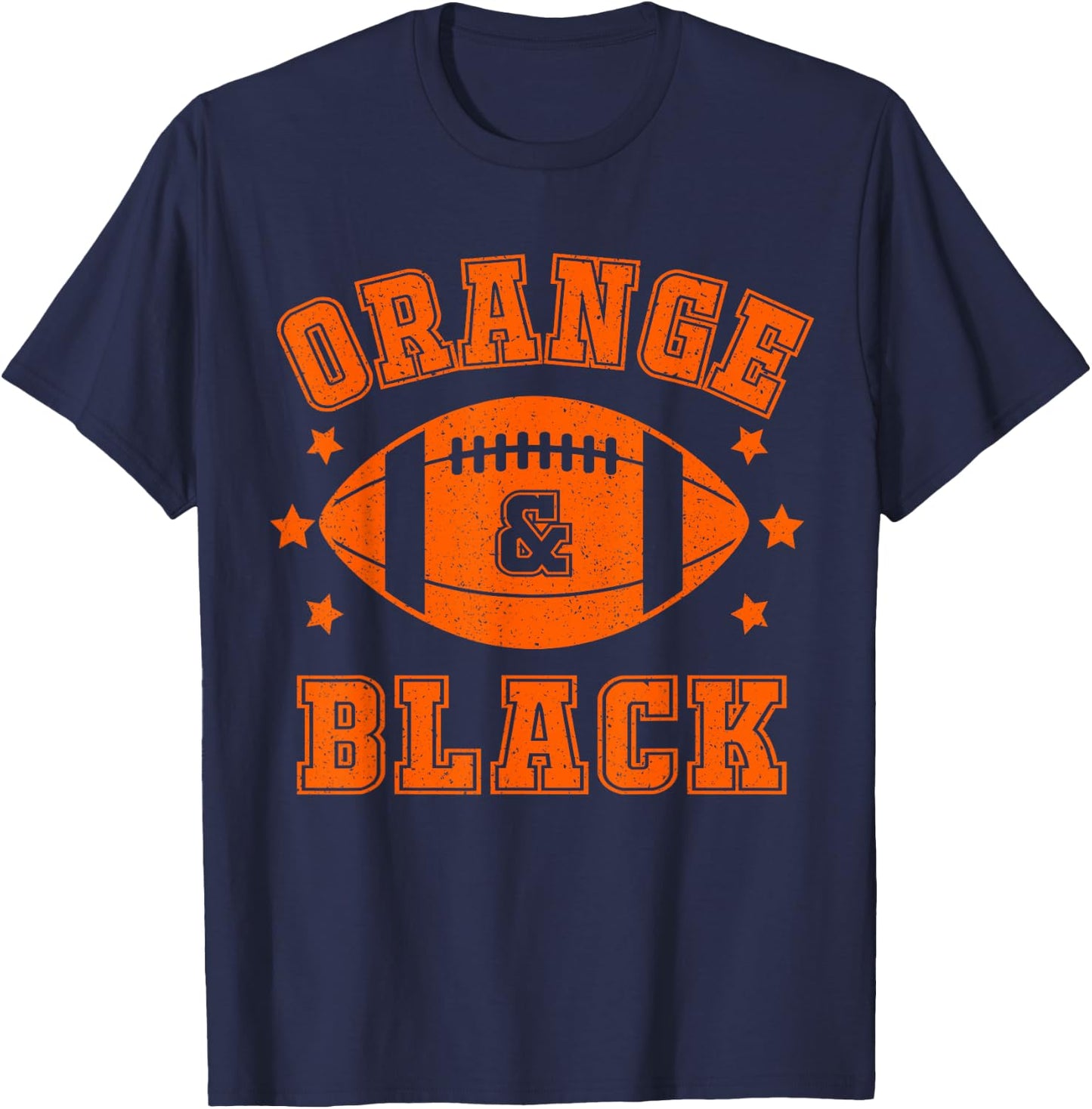 On Gameday Football We Wear Orange and Black School Spirit T-Shirt - T-Shirt | Navy